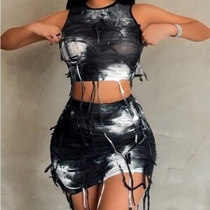 Blue and Black Two-Piece Set